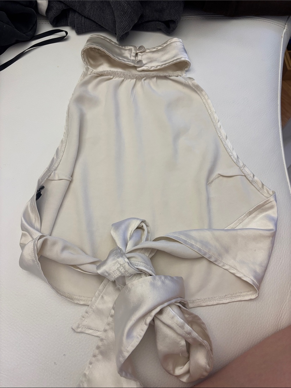 Motel Rocks Satin Ivory Tie-Front Halter - Picture 2 of 3